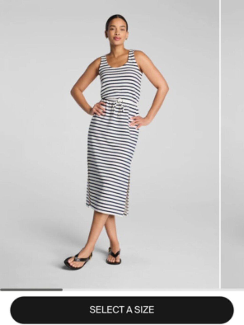 Spanx Draw String Dress in Navy & White Strip-Brand New!